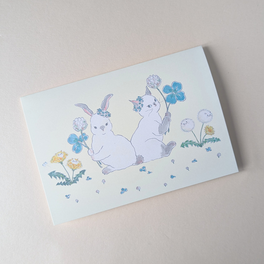 Carte Pop-Up Chat et Lapin au Printemps Tocoro Comugi