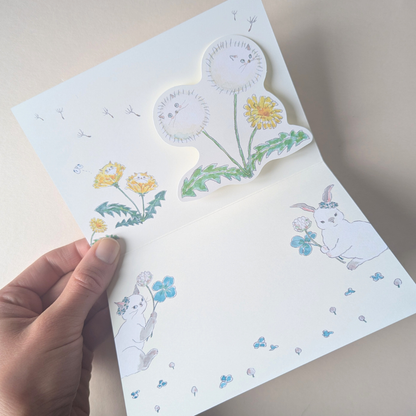 Carte Pop-Up Chat et Lapin au Printemps Tocoro Comugi