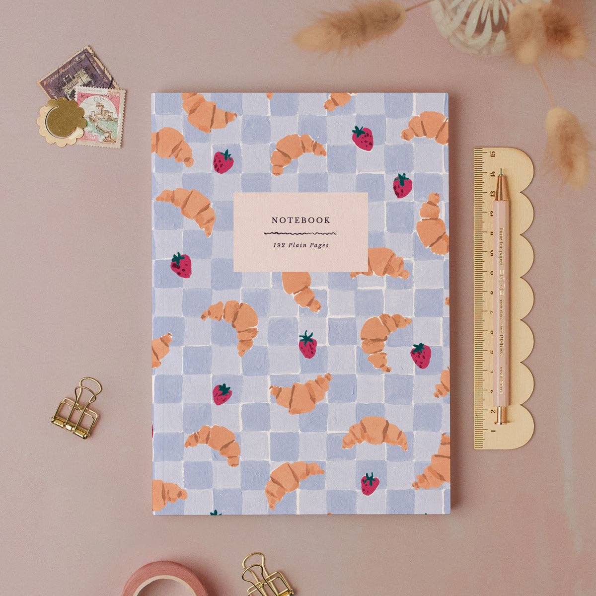 Cahier A5 pages blanches Croissant Café Sister Paper Co.