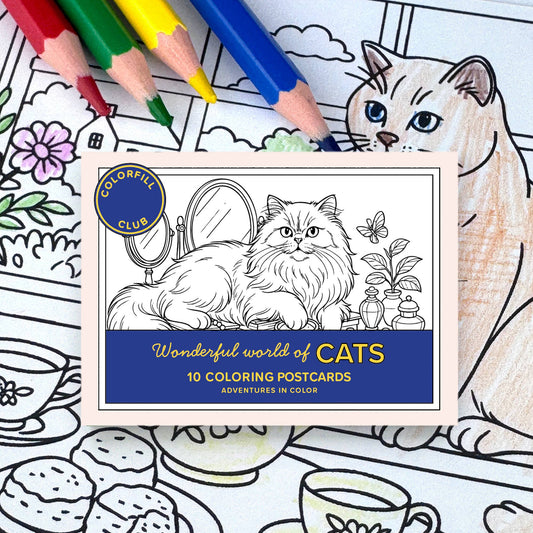 Ensemble de cartes postales à colorier Chats