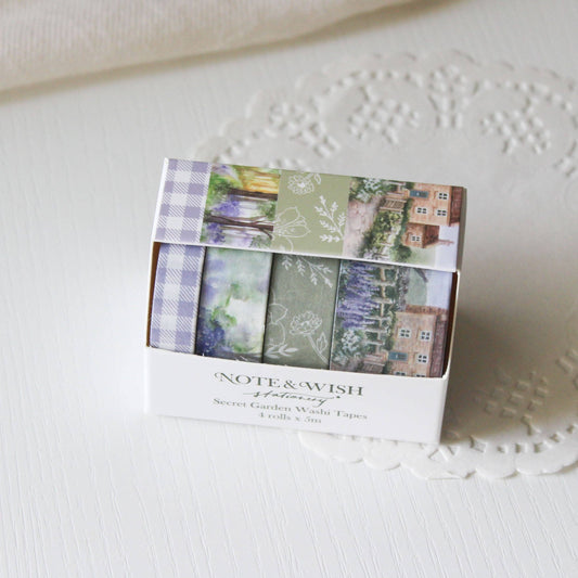 Lot de 4 Masking Tapes Jardin Secret Note & Wish