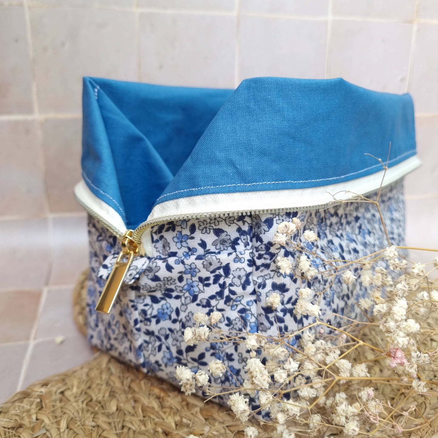 Trousse de Toilette Petites Fleurs Bleues Alice et Jeanne