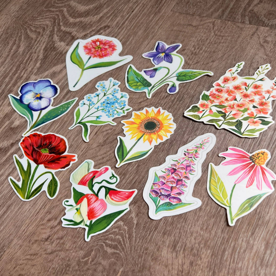 Autocollants floraux Digitale et Pois de senteur