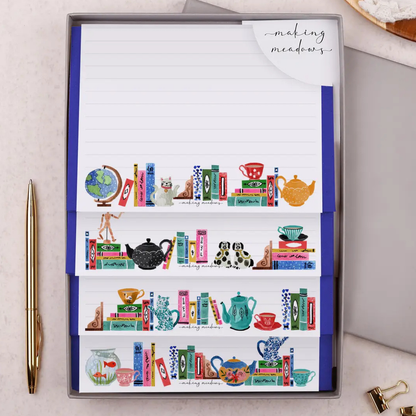 Coffret Papier à lettres Livres & Tea Time