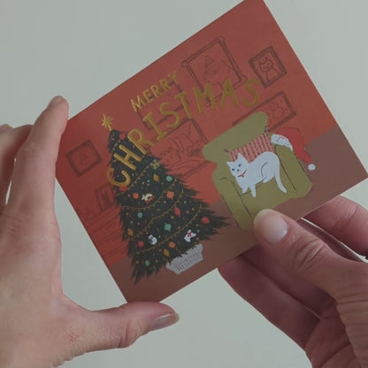 Carte de Noël Chat Coquin