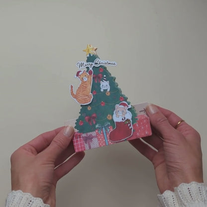 Carte Dépliante Chats dans le Sapin