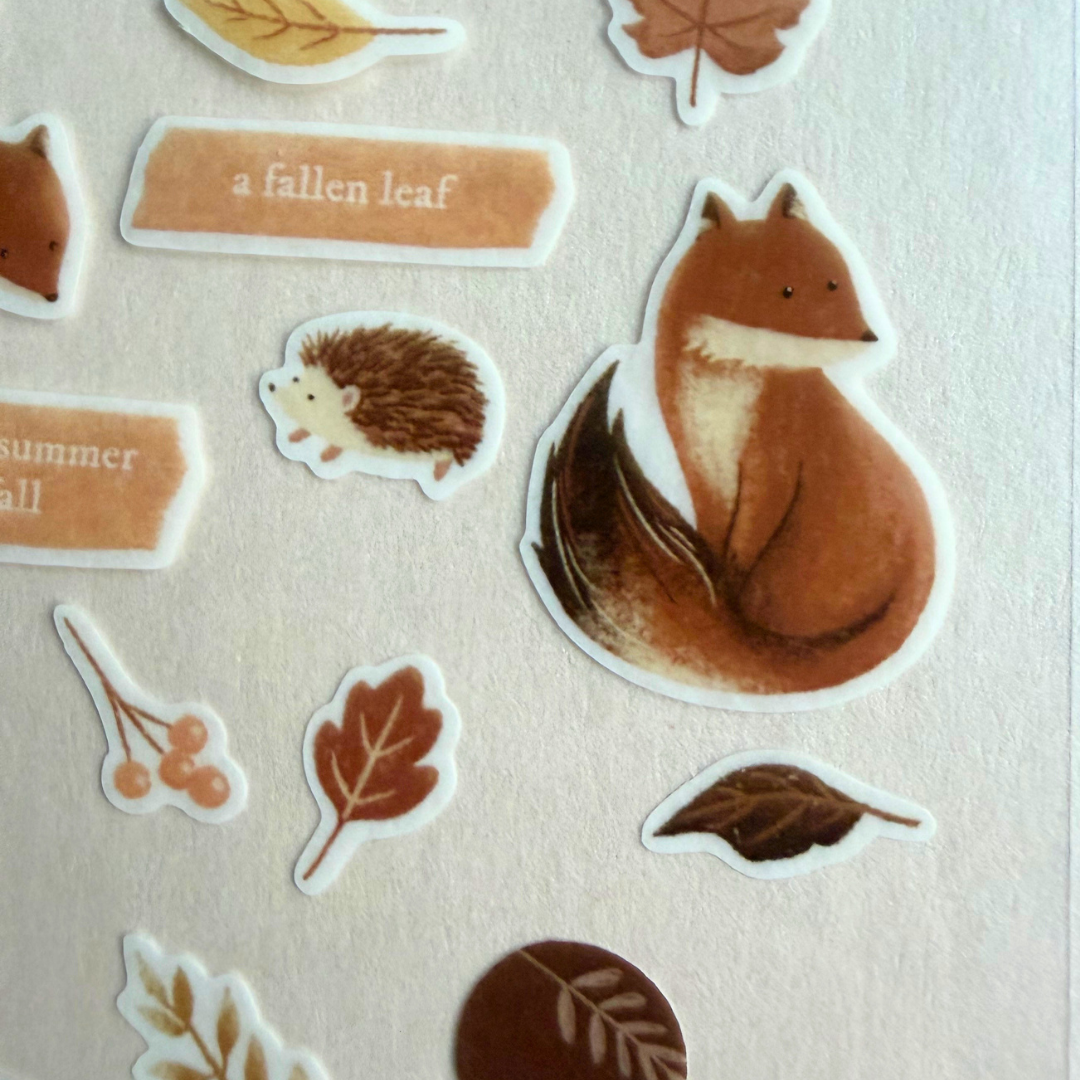 Feuille de stickers washi Renard et Hérisson Note & Wish