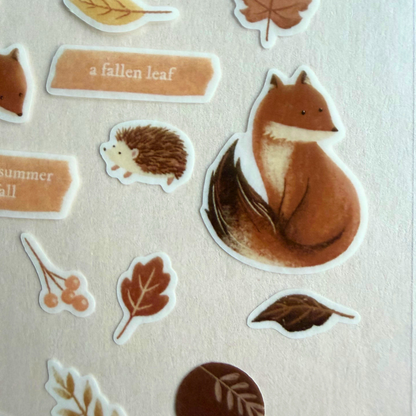 Feuille de stickers washi Renard et Hérisson Note & Wish