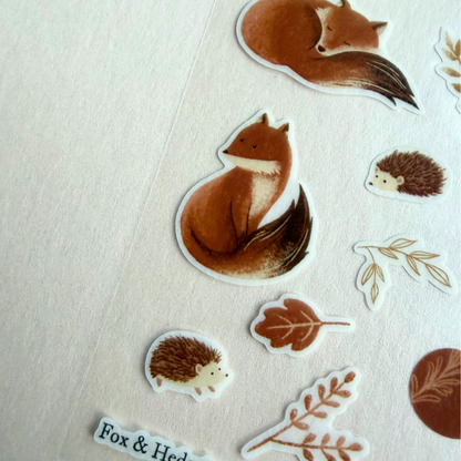 Feuille de stickers washi Renard et Hérisson Note & Wish
