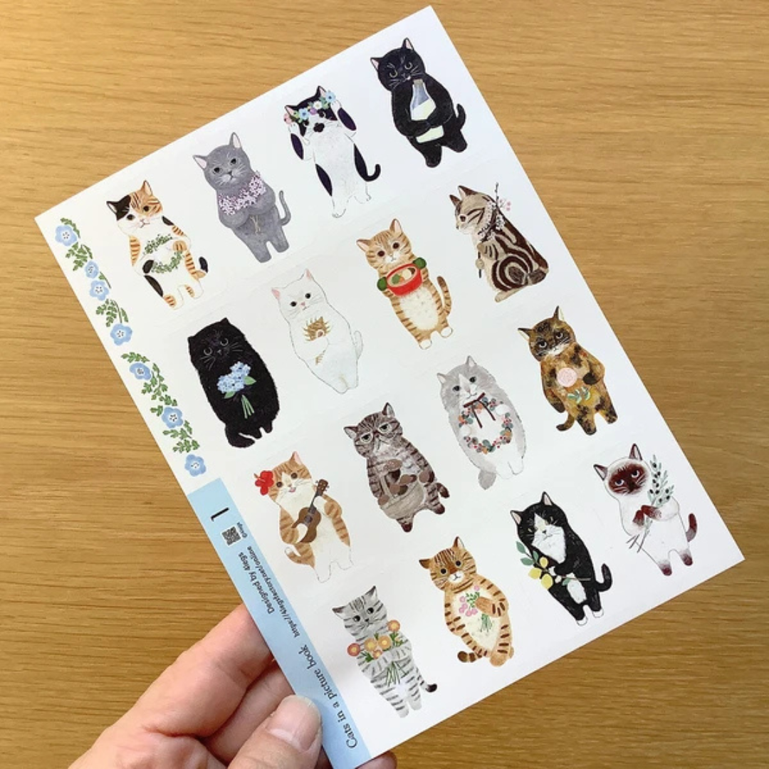 Planche de Stickers Chats fleuris 4legs