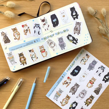 Planche de Stickers Chats fleuris 4legs