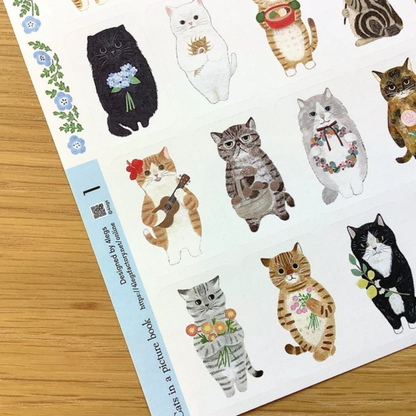 Planche de Stickers Chats fleuris 4legs