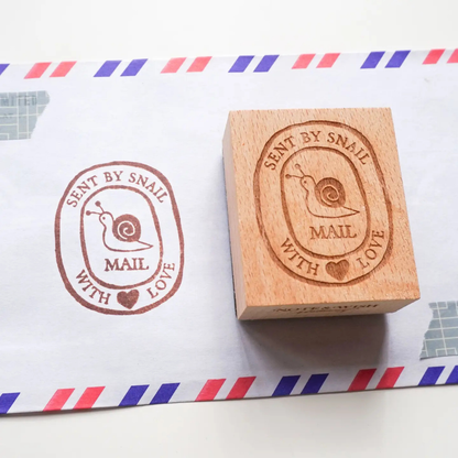Tampon en caoutchouc « Envoyé par escargot avec amour » Note & Wish