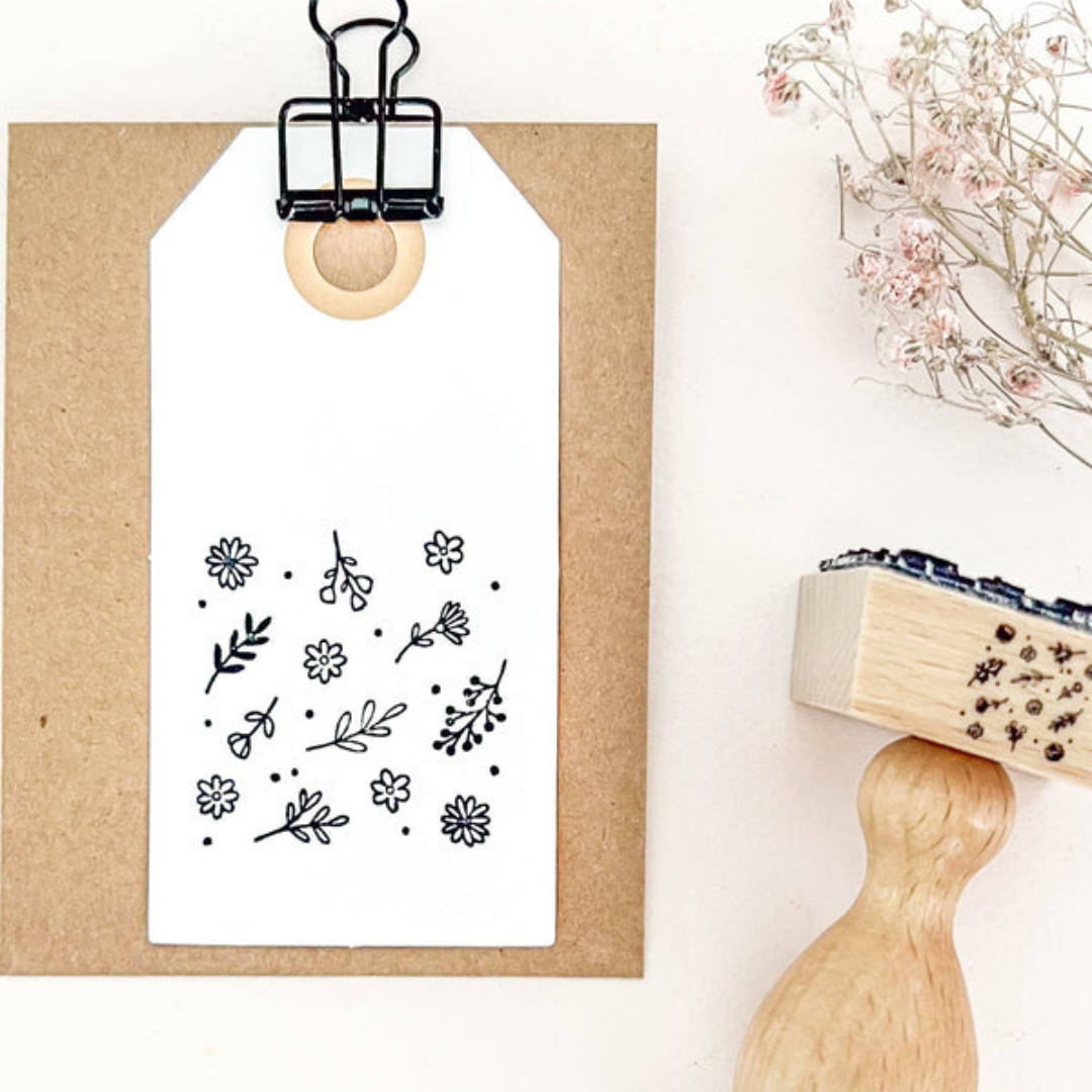 Tampon en bois Fond Fleurs - Der kleine Sperling
